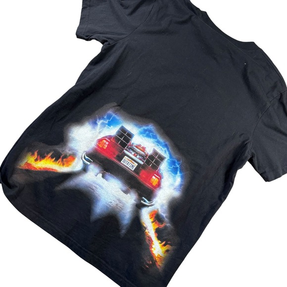 VTG Shoe Palace Back to the Future T-Shirt Mens L Black DeLorean Graphic Tee